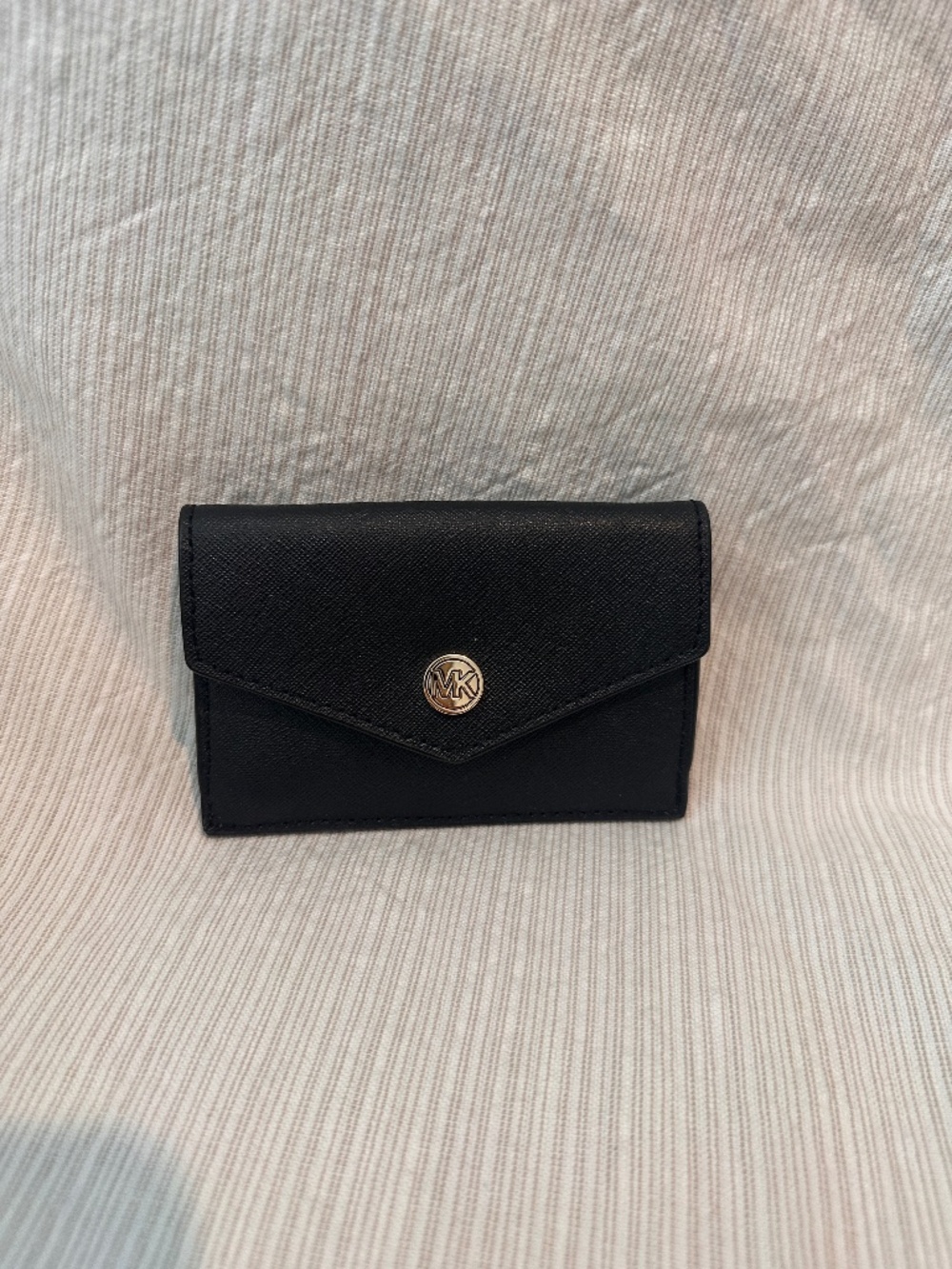 Michael Kors Jet Set Envelope Card Case Wallet Black Saffiano Leather